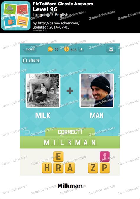 Cheats for Pictoword Classic: Level 96.